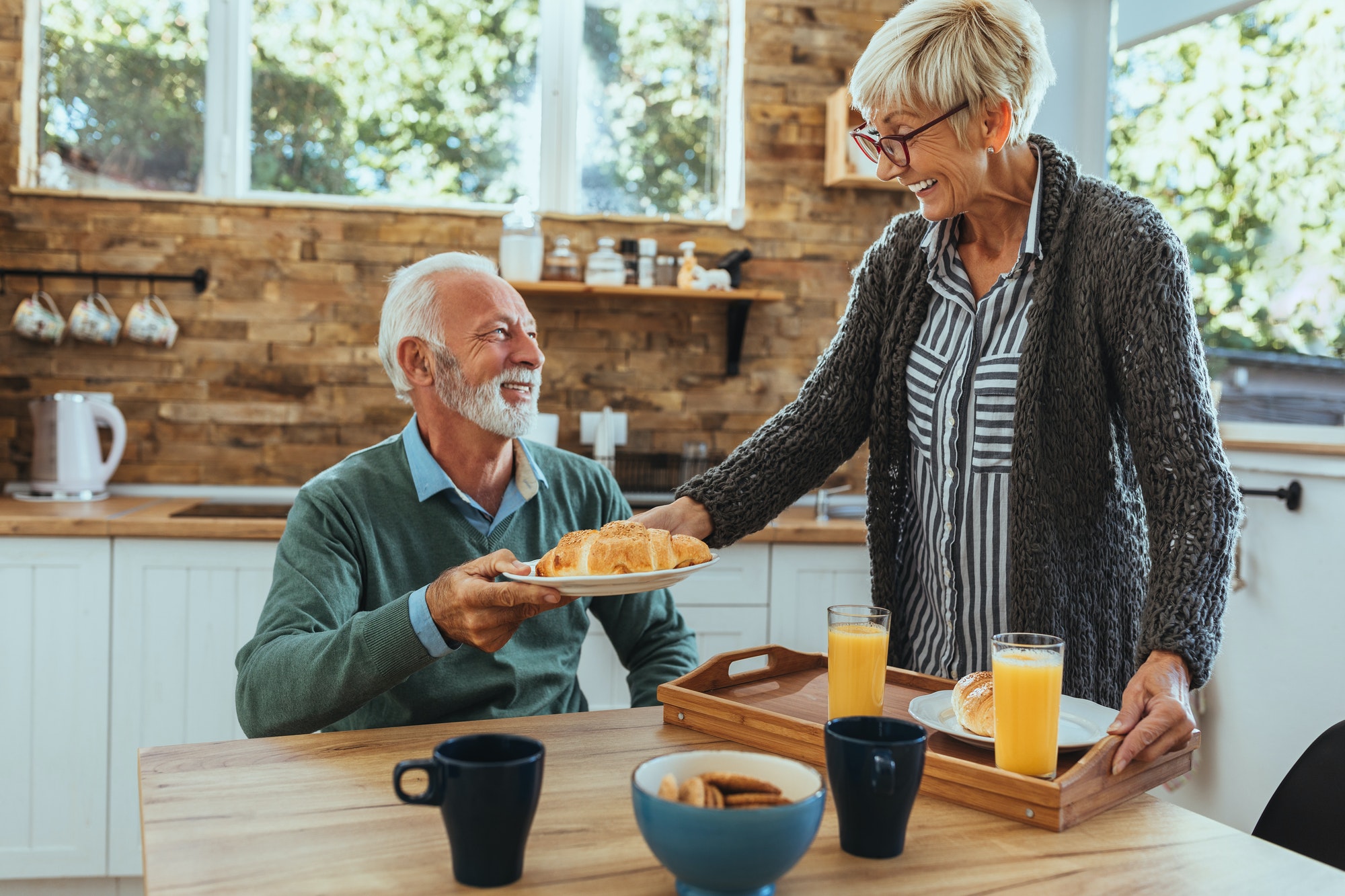 Sharing breakfast with her beloved