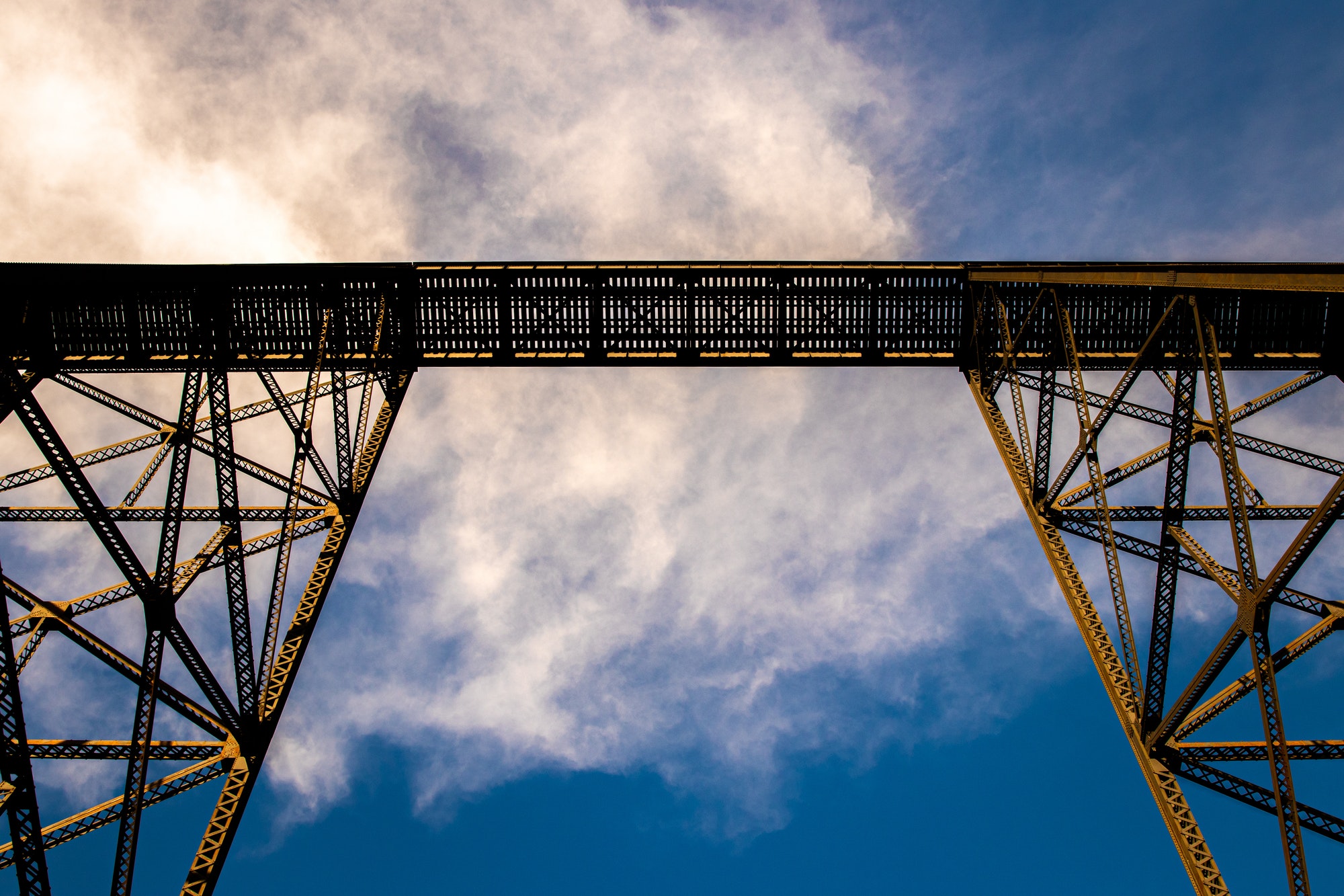 Tranquil landscape of an enormous bridge for industrial purposes