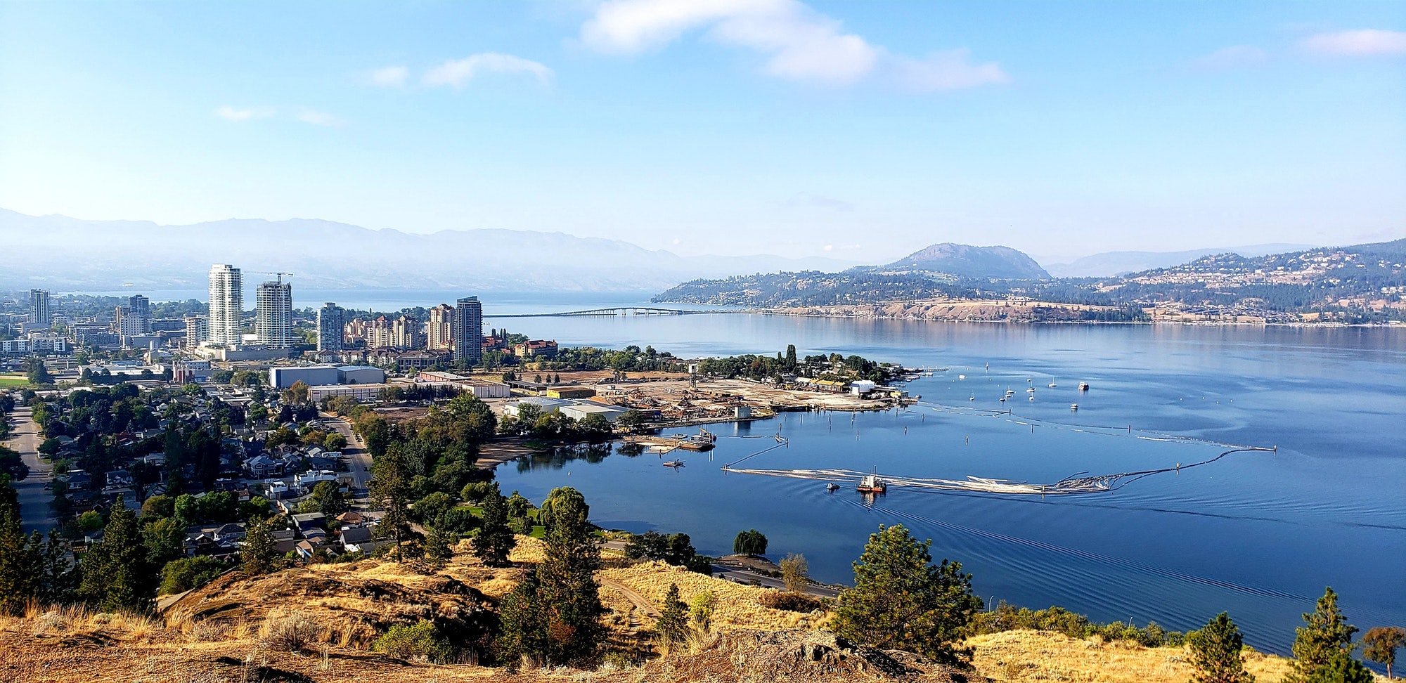 Wide panoramic view of city in the valley