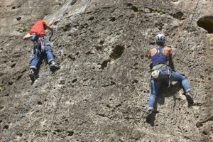 Climbers on a granite wall. Extreme sport. Outdoor activity