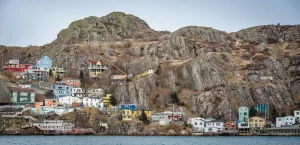 Houses on a rock in Newfoundland Canada