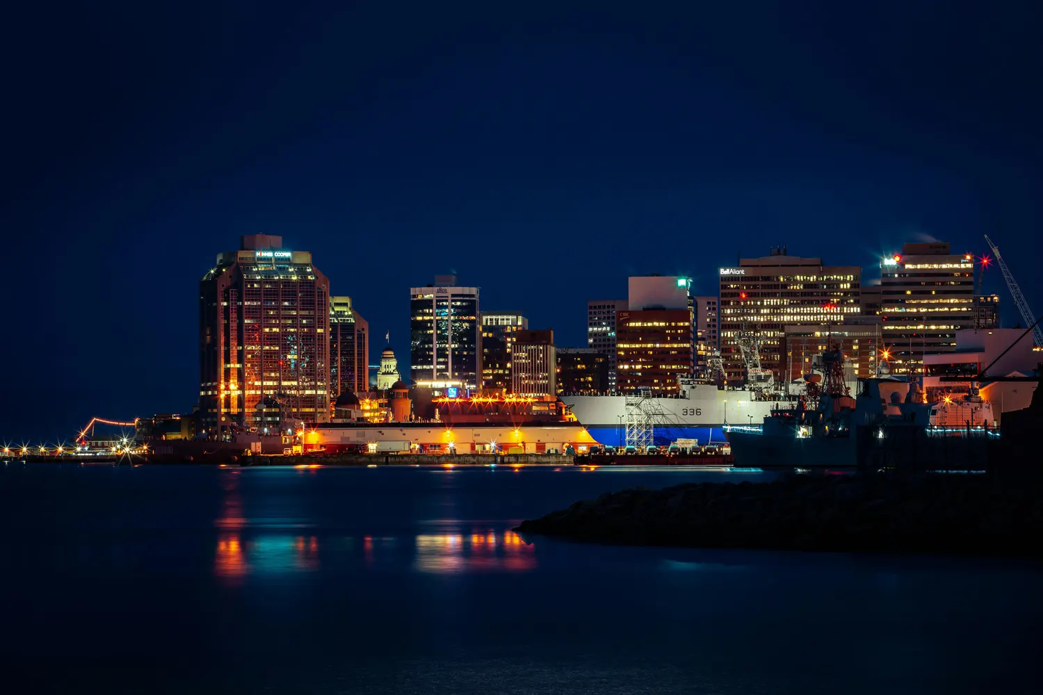 Halifax, Nova Scotia, Canada harbour at night