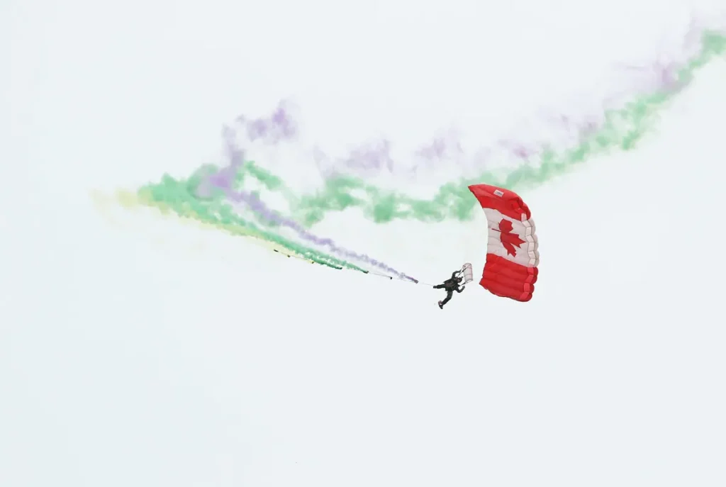 Canadian extreme skydiver in the air