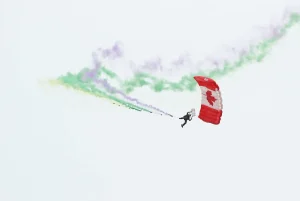 Canadian extreme skydiver in the air