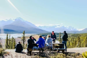multi generational family having a picnic in the Canadian wilderness