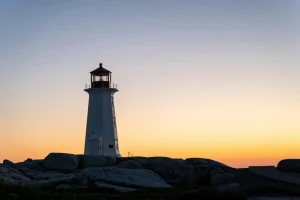 Peggy's Cove Nova Scotia Canada at sunset